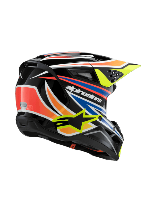ALPINESTARS SM-3 Wurx Youtth Helmet 2025 in Gloss Black/Fluo Yellow/Blue/Red