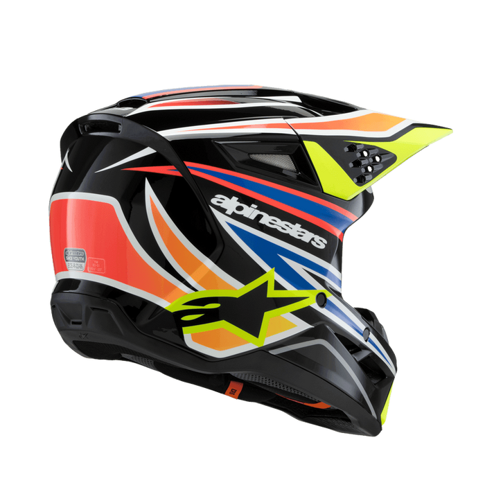 ALPINESTARS SM-3 Wurx Youtth Helmet 2025 in Gloss Black/Fluo Yellow/Blue/Red