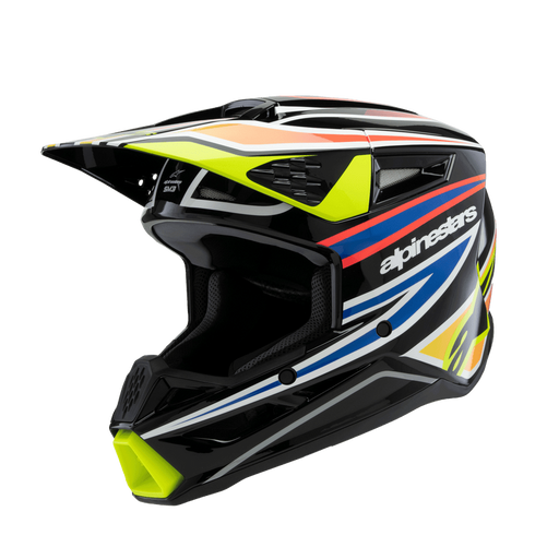 ALPINESTARS SM-3 Wurx Youtth Helmet 2025 in Gloss Black/Fluo Yellow/Blue/Red