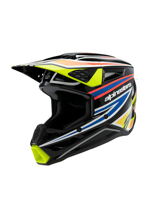 ALPINESTARS SM-3 Wurx Youtth Helmet 2025 in Gloss Black/Fluo Yellow/Blue/Red