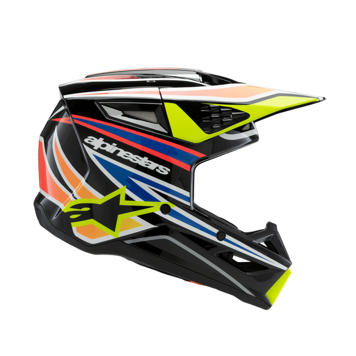 ALPINESTARS SM-3 Wurx Youtth Helmet 2025 in Gloss Black/Fluo Yellow/Blue/Red