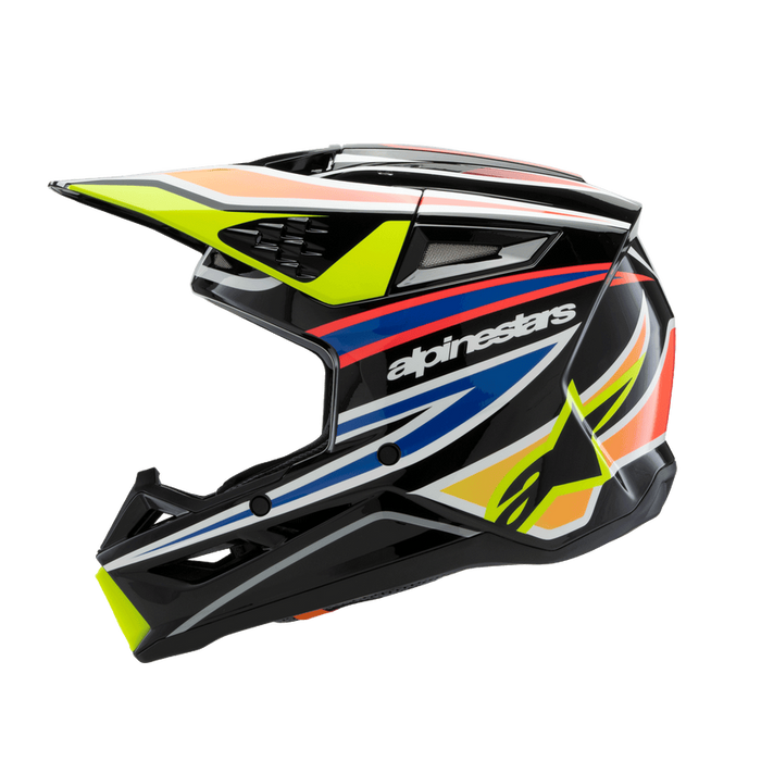 ALPINESTARS SM-3 Wurx Youtth Helmet 2025 in Gloss Black/Fluo Yellow/Blue/Red