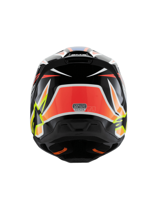 ALPINESTARS SM-3 Wurx Youtth Helmet 2025 in Gloss Black/Fluo Yellow/Blue/Red