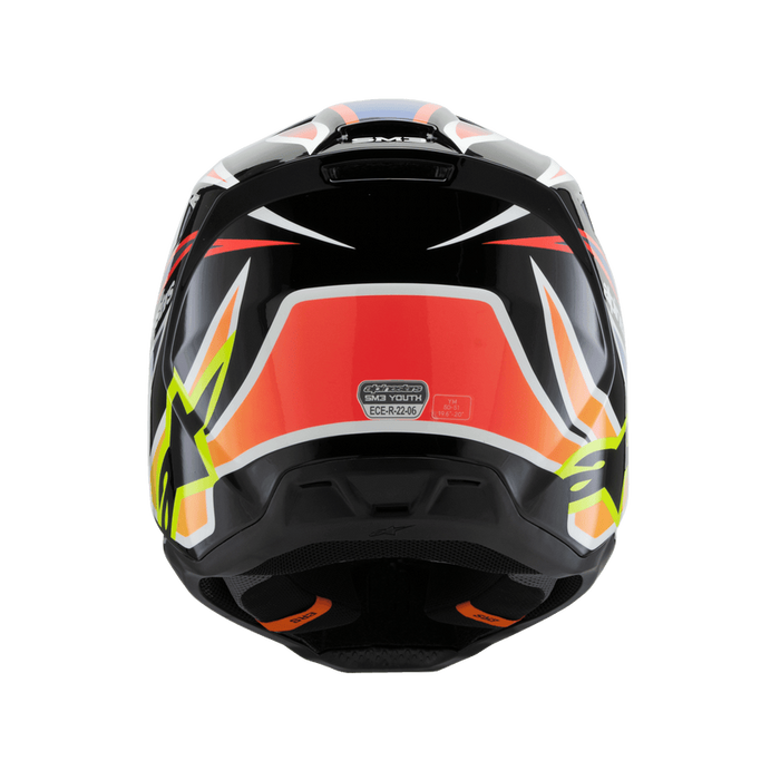 ALPINESTARS SM-3 Wurx Youtth Helmet 2025 in Gloss Black/Fluo Yellow/Blue/Red