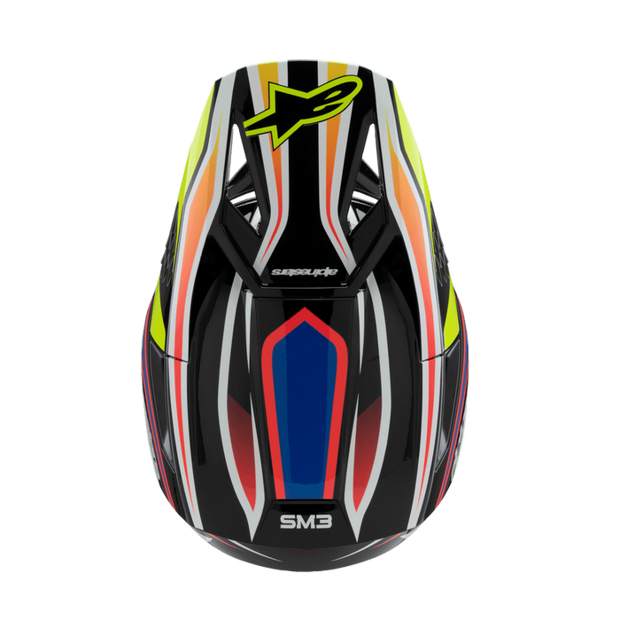 ALPINESTARS SM-3 Wurx Youtth Helmet 2025 in Gloss Black/Fluo Yellow/Blue/Red