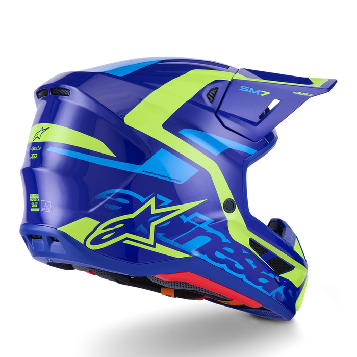 ALPINESTARS S-M7 DEED HELMET 2026 in Blue/Fluo Yellow