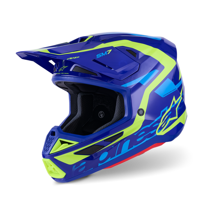 ALPINESTARS S-M7 DEED HELMET 2026 in Blue/Fluo Yellow