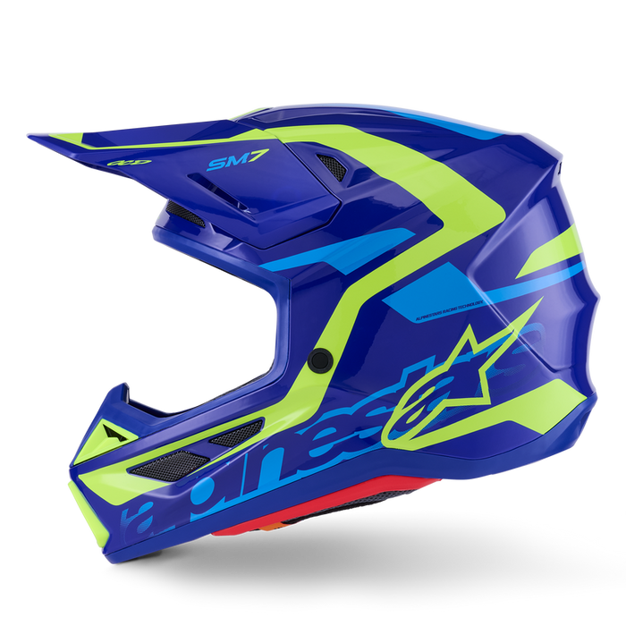 ALPINESTARS S-M7 DEED HELMET 2026 in Blue/Fluo Yellow