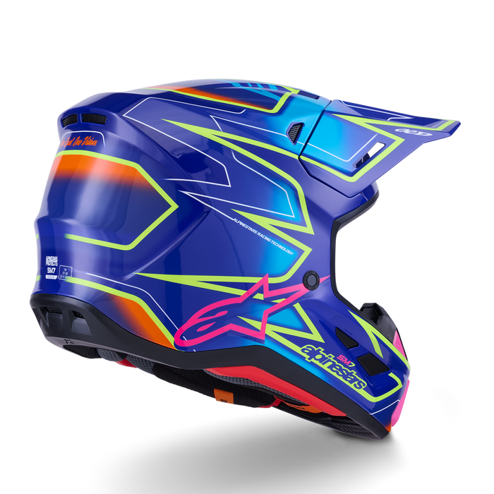 ALPINESTARS S-M7 CAST HELMET 2026 in Blue/Fluo Yellow/Pink
