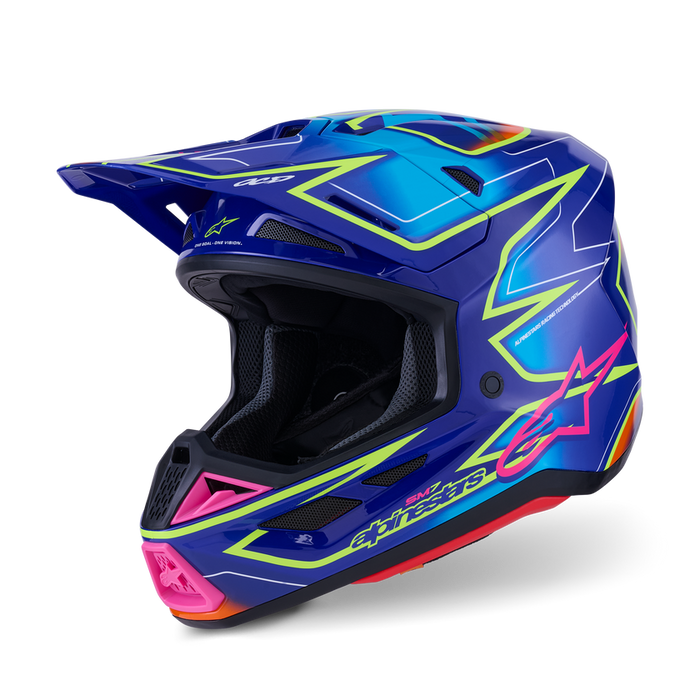 ALPINESTARS S-M7 CAST HELMET 2026 in Blue/Fluo Yellow/Pink