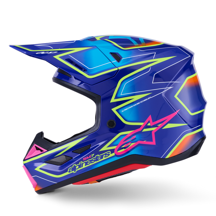 ALPINESTARS S-M7 CAST HELMET 2026 in Blue/Fluo Yellow/Pink