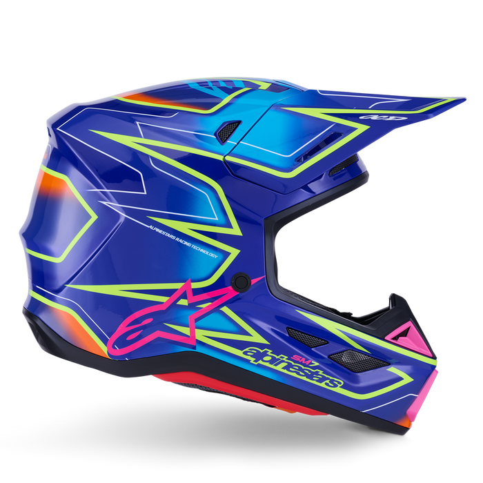 ALPINESTARS S-M7 CAST HELMET 2026 in Blue/Fluo Yellow/Pink