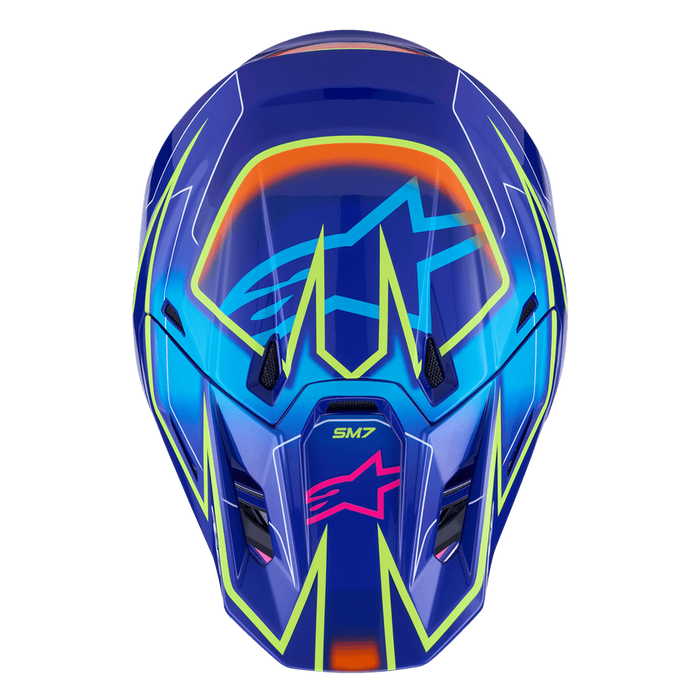 ALPINESTARS S-M7 CAST HELMET 2026 in Blue/Fluo Yellow/Pink