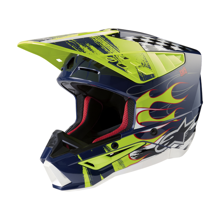 ALPINESTARS SM-5 RASH HELMET 2025 in Night Navy/Fluo Yellow Glossy