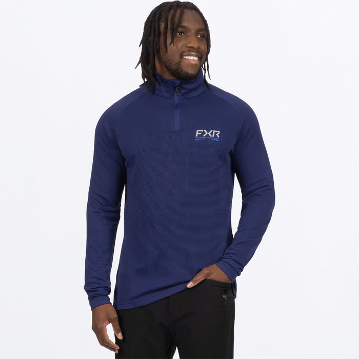 FXR PILOT UPF 1/4 ZIP LONGSLEEVE in Deep Cobalt/Cobalt