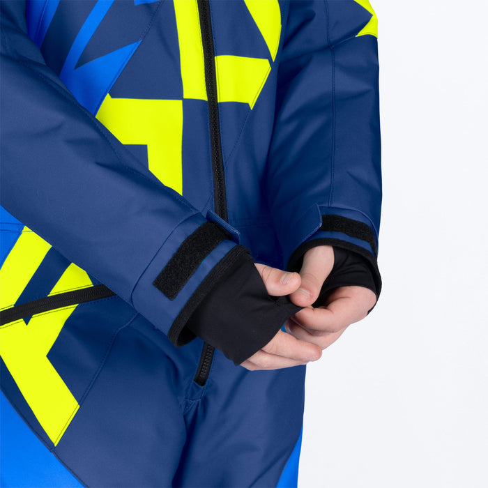 FXR YOUTH COLD CROSS CX MONOSUIT 2025 - Blue/Dark Blue/HiVis