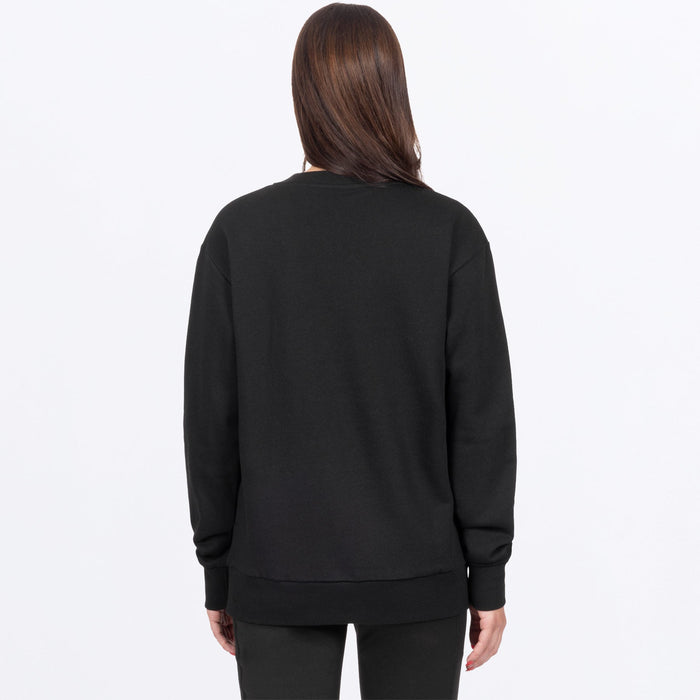 FXR WOMEN'S MITERED COTTON CREWNECK SWEATSHIRT in Black/Grey