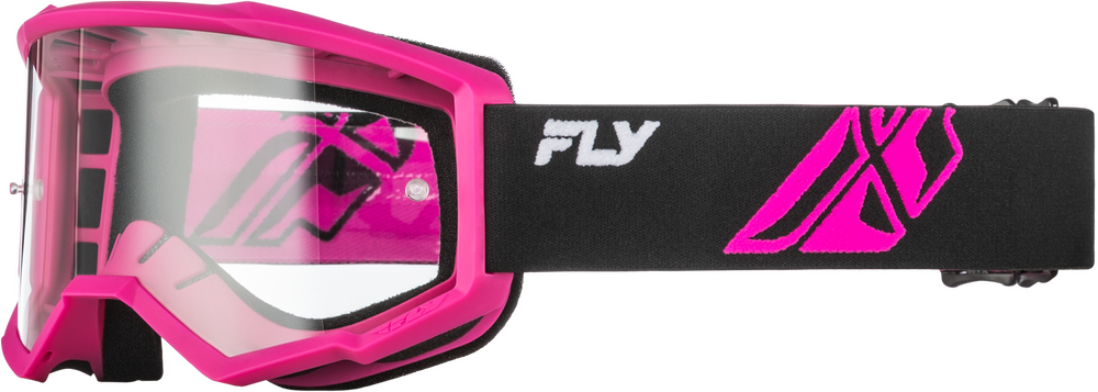 FLY RACING FOCUS GOGGLES - YOUTH 2026 in Black/Pink w/ Clear Lens