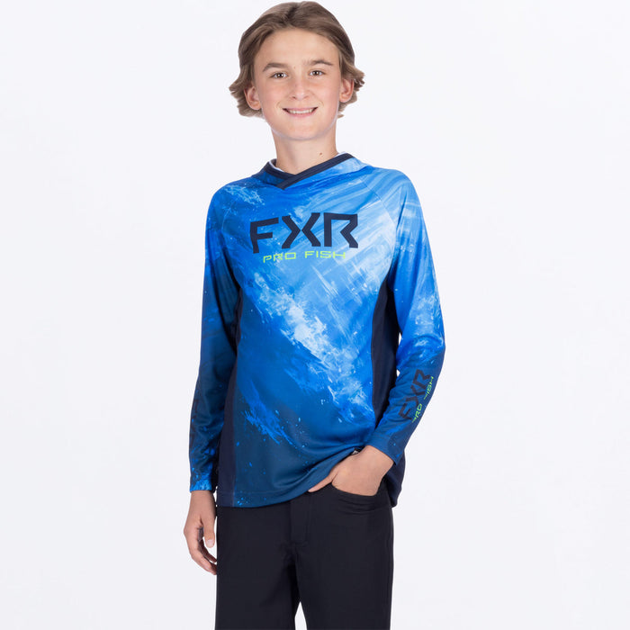FXR DERBY UPF YOUTH PULLOVER HOODIE 2025 in Blue
