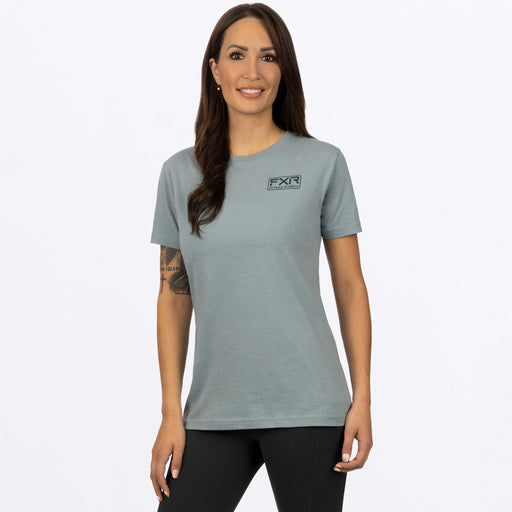 FXR Walleye Women's Premium T-shirt in Lt Steel/Dark Steel 