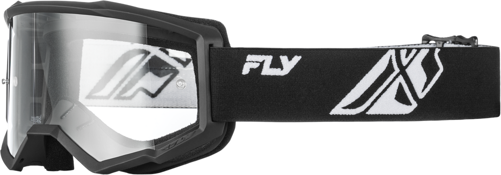 FLY RACING FOCUS GOGGLES - YOUTH 2026 in Black/White w/ Clear Lens
