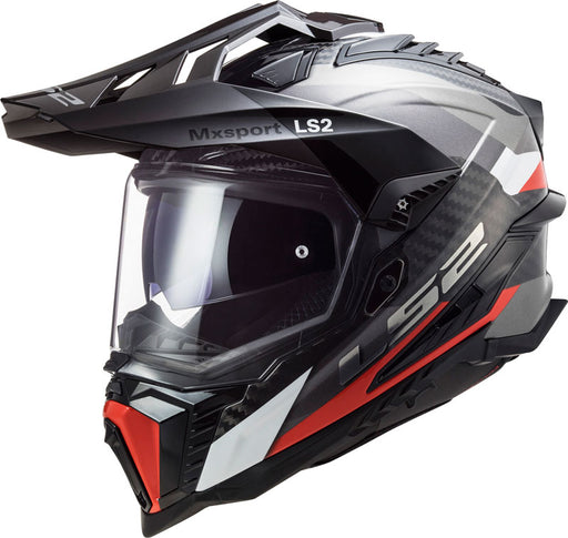 LS2 EXPLORER CARBON FRONTIER HELMET 2026 in Glossy Titanium/Red