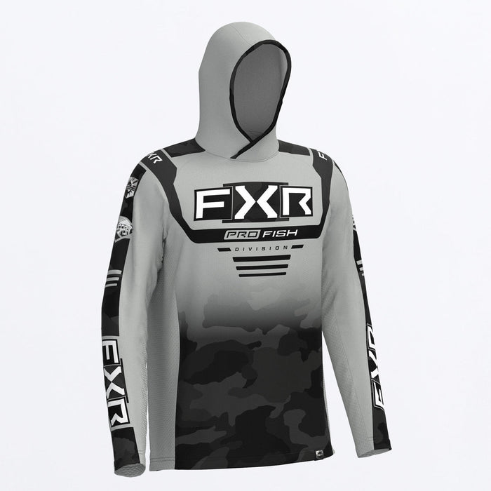 FXR TOURNAMENT AIR UPF PULLOVER HOODIE 2025 in Black Camo/Grey