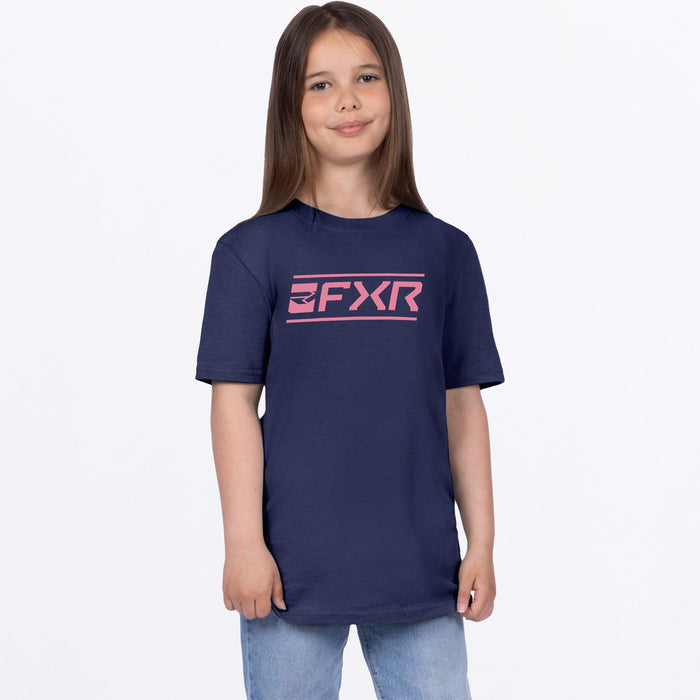 FXR YOUTH VICTORY PREMIUM T-SHIRT in Navy/Dusty Rose