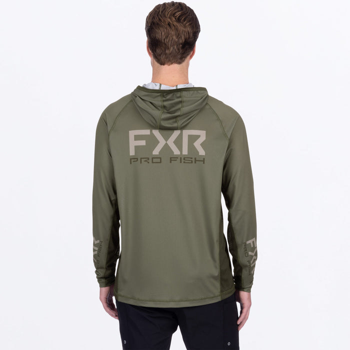 FXR DERBY AIR UPF PULLOVER HOODIE 2025 in Moss/Stone