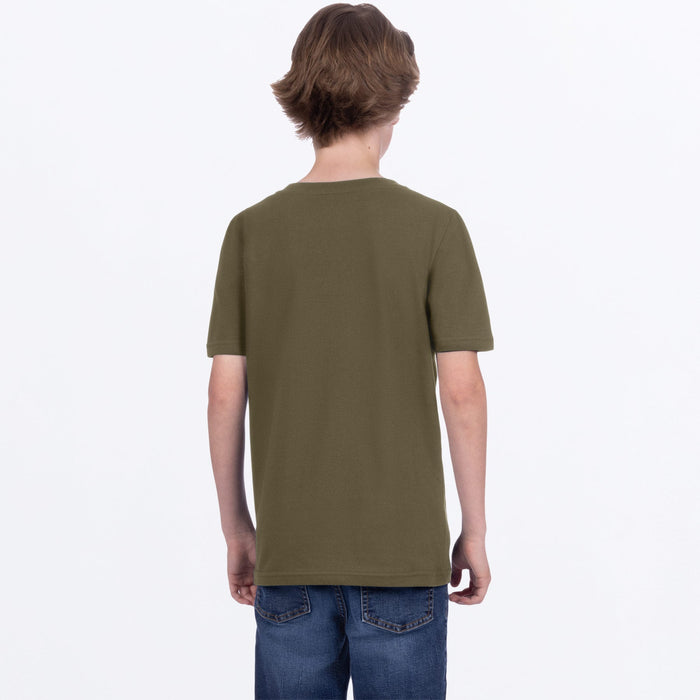 FXR YOUTH MITERED PREMIUM T-SHIRT in Army/Stone