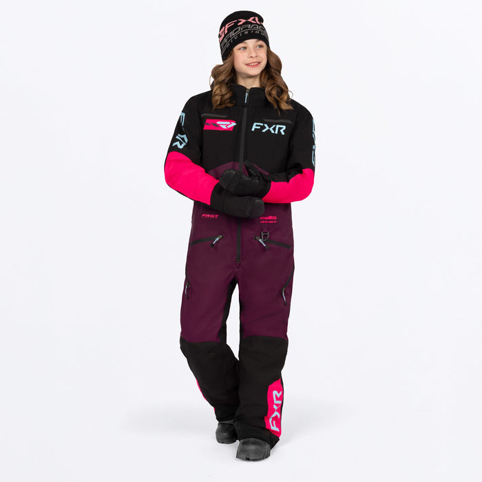 FXR Youth Vertical Monosuit in Plum/Razz/Maui