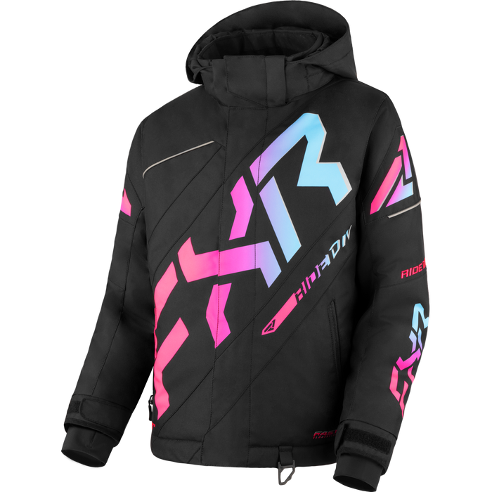 FXR CX Youth Jacket in Black/E Pink-Sky Blue