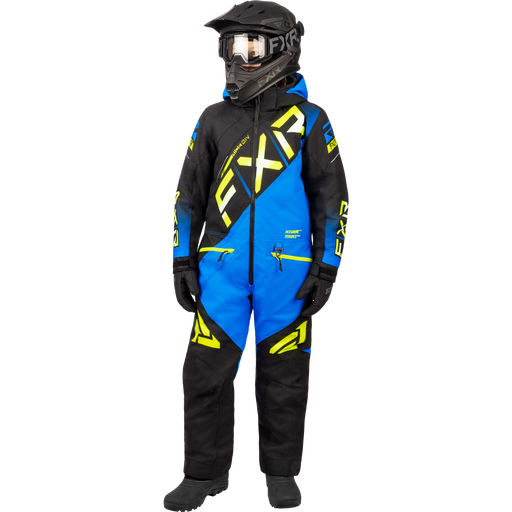 FXR CX Child Monosuit in Black/Blue/Hi Vis