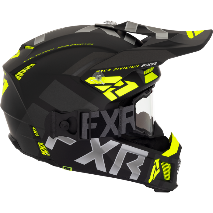 FXR Clutch Cold Stop QRS Helmet in Black/HiVis