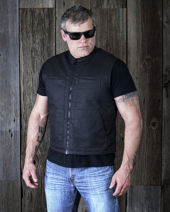 HELGRADE COBAIN WAXED VEST in Black