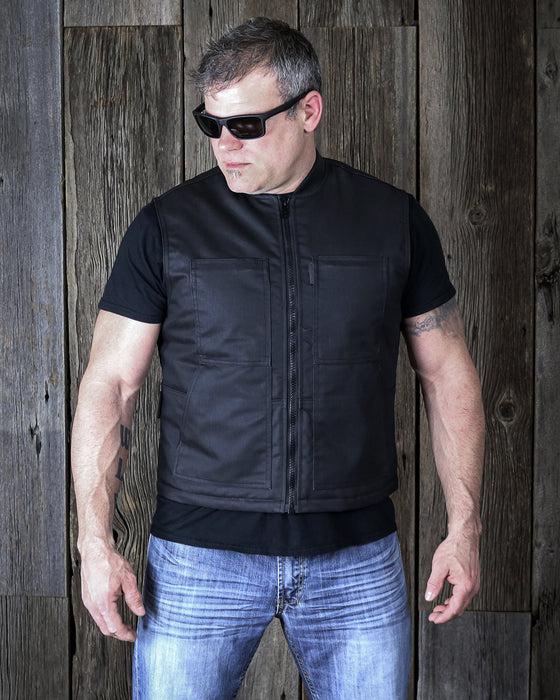 HELGRADE COBAIN WAXED VEST in Black