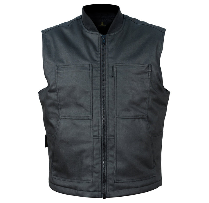 HELGRADE COBAIN WAXED VEST in Black