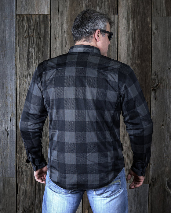 HELGRADE CORNELL MESH MOTO SHIRT in Black