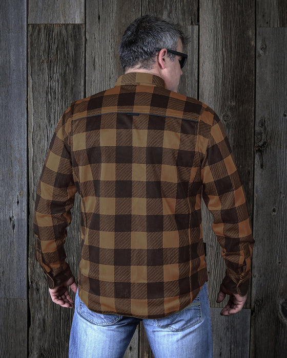 HELGRADE CORNELL MESH MOTO SHIRT in Brown
