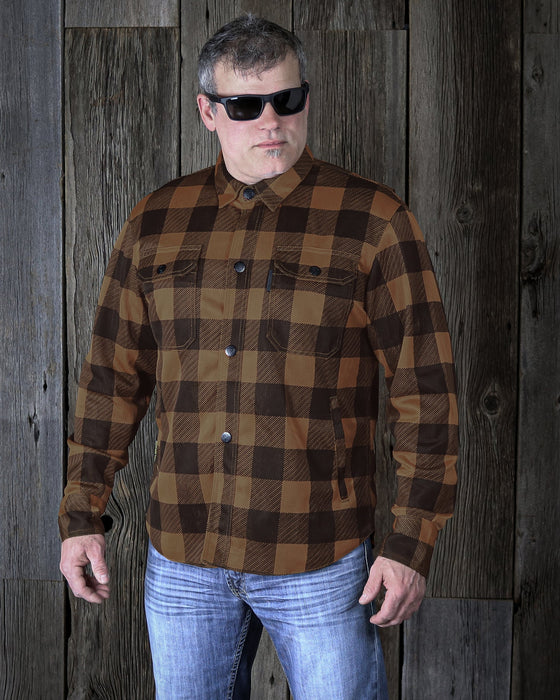 HELGRADE CORNELL MESH MOTO SHIRT in Brown