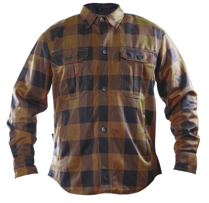 HELGRADE CORNELL MESH MOTO SHIRT in Brown