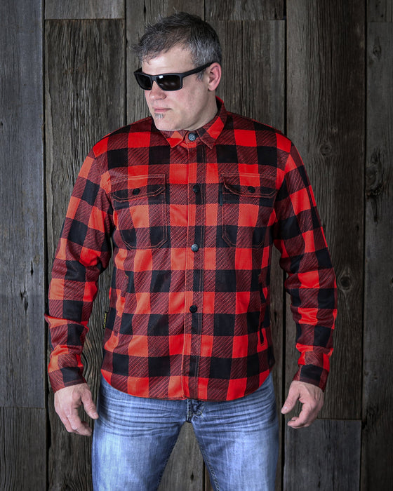 HELGRADE CORNELL MESH MOTO SHIRT in Red