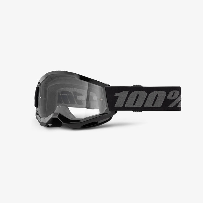 100% Strata 2 Youth Goggles - Clear Lens in Black - Black/Gray