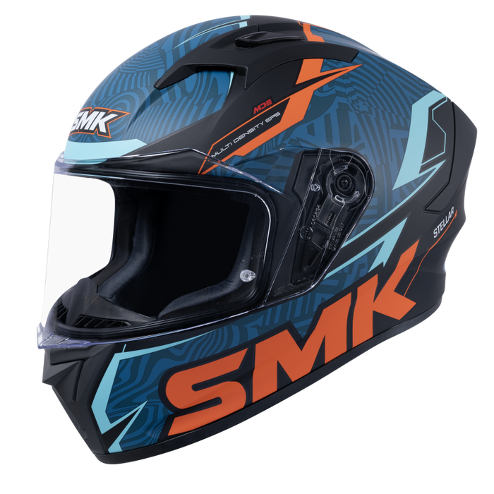 SMK Stellar Fury Helmet 2025 in Black/Blue/Orange
