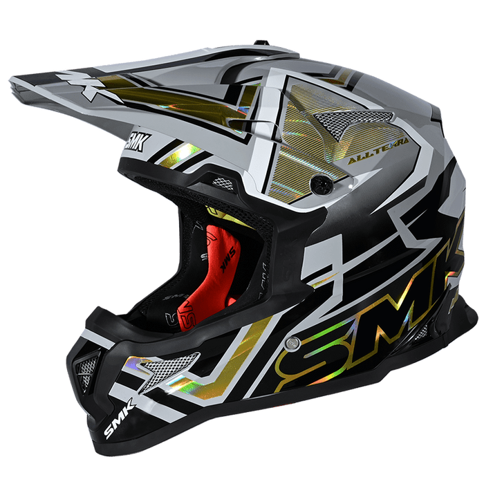 SMK Allterra X-Aces Helmet 2025 in Grey/Black with chrome accents
