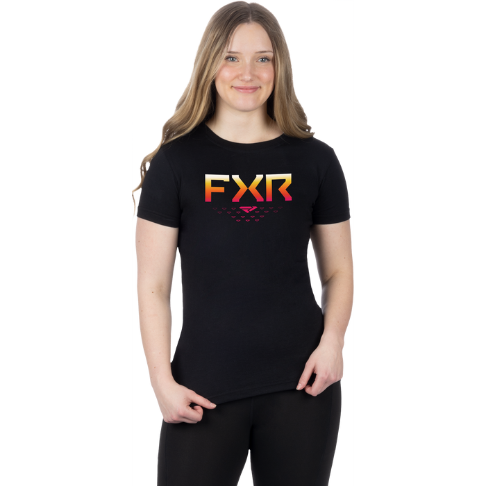 FXR Helium Premium Women's T-shirt in Black/Sunrise
