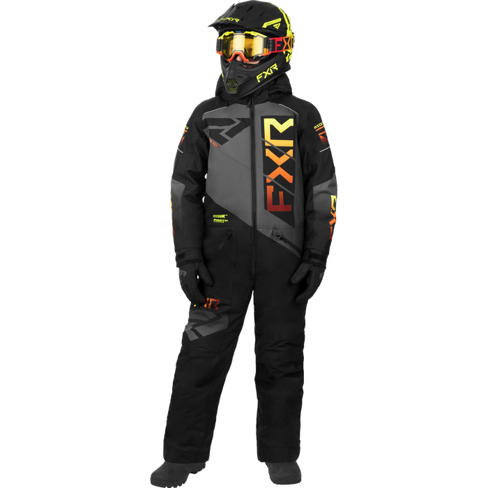FXR Helium Child Monosuit in Black/Charcoal/Inferno