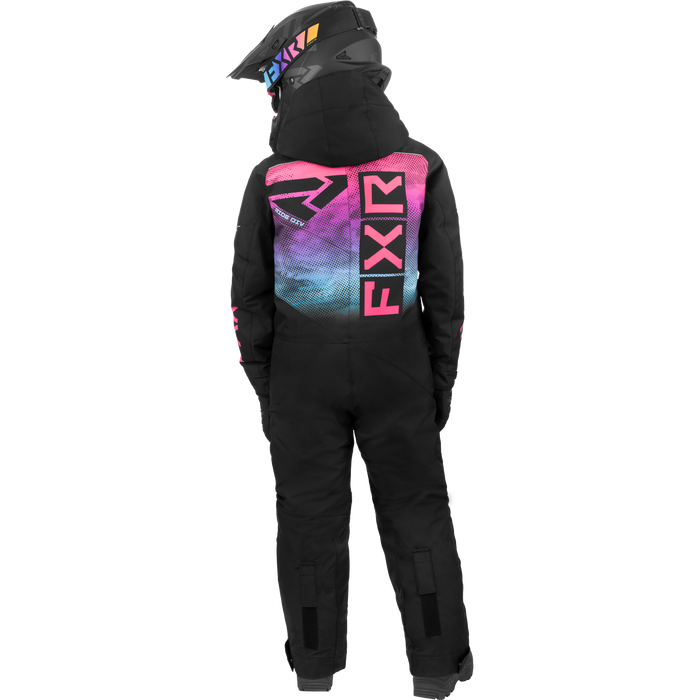 FXR Helium Child Monosuit in Black/Sky-E Pink Haze