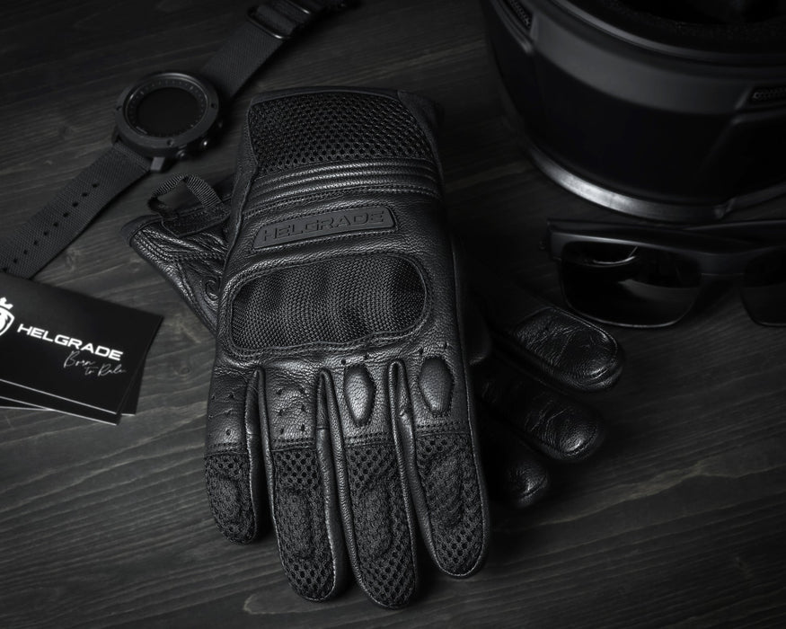 HELGRADE HENDRIX LEATHER/MESH GLOVES in Black