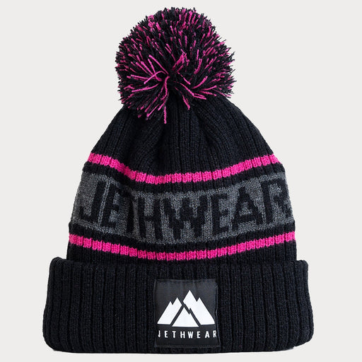 JETHWEAR Pompom Beanie in Black/Pink